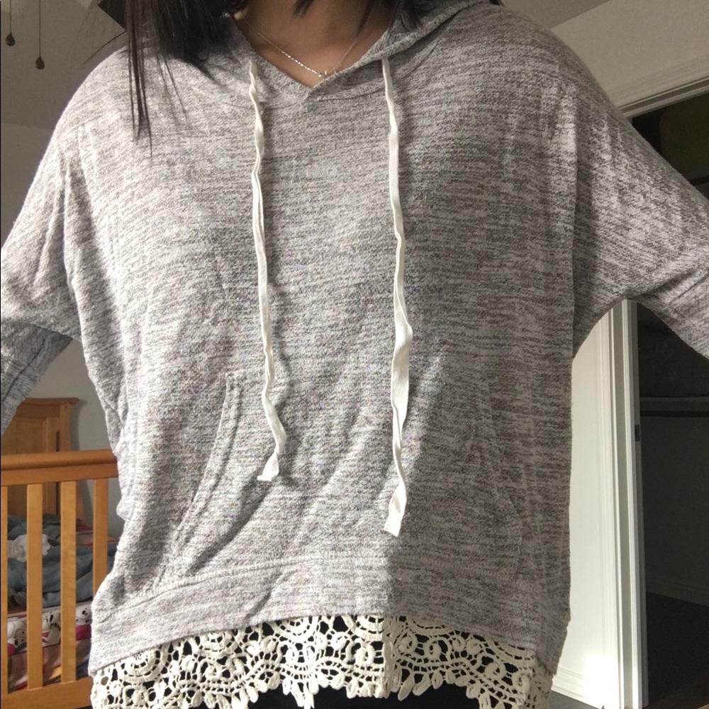 Paper Crane Gray Lace Hoodie